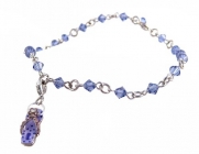 Anklet - A50 - Sized to Fit - Swarovski (tm) Crystal Beads ~ Tanzanite (Purply Blue) with Flip Flop Sandal Charm