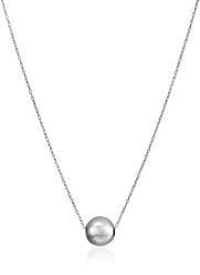 14k White Gold Bead Pendant Necklace, 18