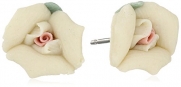 1928 Jewelry Ivory Porcelain Rose Stud Earrings