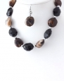 Black and Brown Beaded Necklace and Earring Set Fashion Jewelry