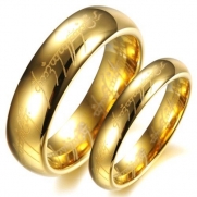 3Aries Fashion Tungsten Carbide Golden Lord-ring king's rings Power Women Wedding Promise Couple Ring Size 7