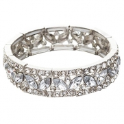 Bridal Wedding Jewelry Crystal Rhinestone Beautiful Stretch Ring B421 Silver