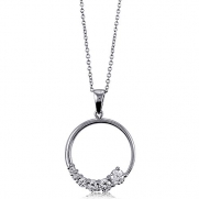 BERRICLE Sterling Silver AAA Cubic Zirconia CZ Open Circle Graduated Women Fashion Pendant Necklace