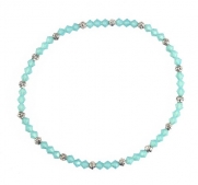 Anklet - A54 - Stretch - Swarovski (tm) Crystal and Heishi Beads ~ Pacific Opal (Creamy Green Blue)