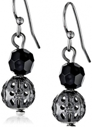 1928 Jewelry Black Ball Dangle Earrings