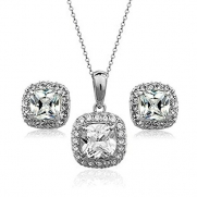 Yoursfs 18K White Gold Plated Wedding Jewelry Sets Use Shining Cubic Zirconia CZ Necklace and Earring Set