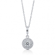 BERRICLE 925 Sterling Silver Swarovski Zirconia Halo Women Fashion Pendant Necklace