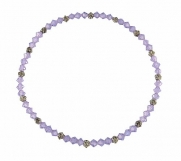 Stretch Crystal and Heishi Bead Anklet - Violet Purple (A93)