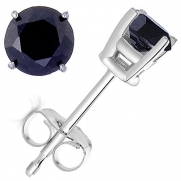 1 CT Black Diamond Stud Earrings 14k White Gold