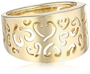 14k Yellow Gold Fancy Heart Ladies Ring, Size 7