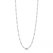 BERRICLE Italian Rhodium Plated Sterling Silver Mens Unisex Fancy Cable Chain Necklace 1.5mm 18