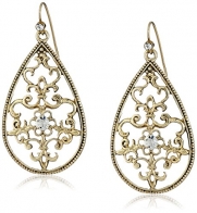 1928 Jewelry Golden Glitz Gold-Tone Crystal Filigree Drop Earrings