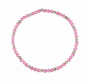 Stretch Crystal and Heishi Bead Anklet - Pink Rose (A69)