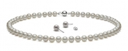AAA Handpicked White Cultured Freshwater Pearl Necklace and Stud Earrings Set (Sterling Silver, 18)