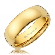 Cavalier Jewelers 8MM Men's Titanium Ring Classic Wedding Band 14K Gold-Plated with Polished Finish [Size 11.5]