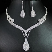 Women's Wedding Jewellery Sets Crystal Rhinestone Water Drop Bride Earrings & Necklace