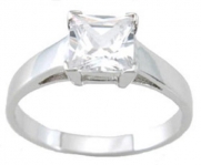 Sterling Silver 1 Carat Princess Cut CZ Engagement Ring in Size 5