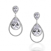 Bling Jewelry Bridal Chandelier Cubic Zirconia Earrings Rhodium Plated