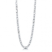BERRICLE Italian Plain Sterling Silver Mens Fashion Flat Figaro Chain Necklace 7mm 22