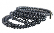 Gunmetal Faux Pearl Twist Bracelet - Fits any wrist - Dark Silver/Gray Bridesmaid Jewelry
