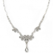 1928 Jewelry Bridal Crystal Fancy Drop Wedding Silver Tone Necklace