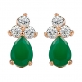 Romantic Time Womens Diamond Clover Felicity Jade Green Teardrop Clip-on Earrings