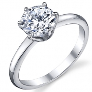 1.25 Carat Round Brilliant Cubic Zirconia CZ Sterling Silver 925 Wedding Engagement Ring Size 4