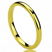 Unisex Women's 2MM Titanium Comfort Fit Wedding Band Ring Yellow Gold Plated High Polished Classy Domed Ring (5 to 11) - Size: 6