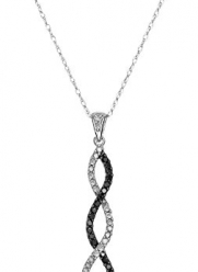 10k White Gold Black and White Diamond Infinity Pendant Necklace (1/4 cttw, J-K Color, I3 Clarity), 18
