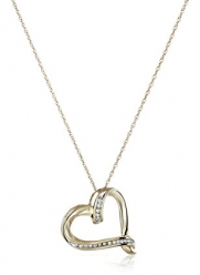 10k Yellow Gold Diamond-Accent Abstract Heart Pendant Necklace, 18 + 2 Extender