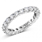 Sz (10) 3.50MM Sterling Silver 925 Cubic Zirconia CZ Eternity Engagement Wedding Band Ring