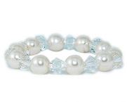 Small Faux Pearl and crystal bracelet bridal bracelet Ivory Faux Pearl and Clear Crystal Bracelet