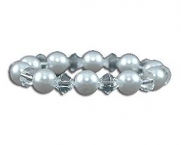 Small Faux Pearl and crystal bracelet bridal bracelet White Faux Pearl and Clear Crystal Bracelet