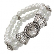 Art Deco White Faux Pearl Bracelet - Sophisticated Bridal Jewelry
