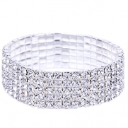 EOZY Elastic Stretchy 5 Row Rhinestone Crystal Bracelet Bangle Wedding Bridal Jewellery