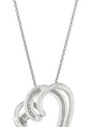 Sterling Silver and Diamond Double-Heart Pendant Necklace (1/10 cttw, I-J Color, I2-I3 Clarity), 18