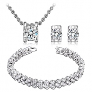 Christmas Gift Cubic Zirconia Wedding Jewelry Set Fashion Earrings Pendant Necklace Bracelet Sets