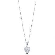 BERRICLE Sterling Silver Cubic Zirconia CZ Heart Wedding Bridal Fashion Pendant Necklace 18