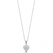 BERRICLE Sterling Silver Cubic Zirconia CZ Heart Wedding Bridal Fashion Pendant Necklace 18