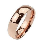 TIR-0008 Solid Titanium Rose Gold IP 6mm Wide Classic Band Ring; Comes With Free Gift Box (5)