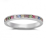 VE-01071 Sterling Silver Multi Color Cubic Zirconia CZ Eternity Band Ring (3)