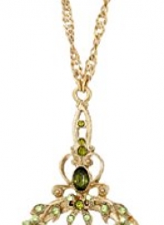 1928 Jewelry Ornate Olivine Brass-Tone Magnifying Glass Necklace, 30