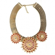 Bao Style Thanksgiving Christmas Diamond Flower Crystal Necklace£¨red£©