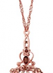 1928 Jewelry Smoked Brown Copper-Tone Magnifying Glass Necklace, 30