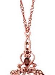 1928 Jewelry Smoked Brown Copper-Tone Magnifying Glass Necklace, 30
