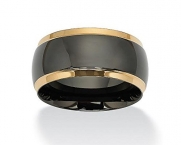 Wedding Band in Black and Gold Ion-Plated Stainless Steel - Size 11