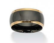Wedding Band in Black and Gold Ion-Plated Stainless Steel - Size 11