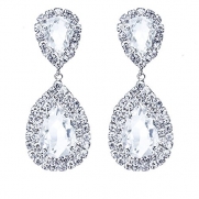 Wedding Jewelry Teardrop Silver Crystal Bridal Dangle Earrings for women