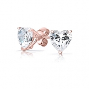 Bling Jewelry 925 Silver Rose Gold Plated CZ Bridal Heart Stud Earrings 8mm
