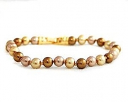 Light Gold, Bronze and Taupe color Faux Pearl bracelet - Bridesmaid Jewelry